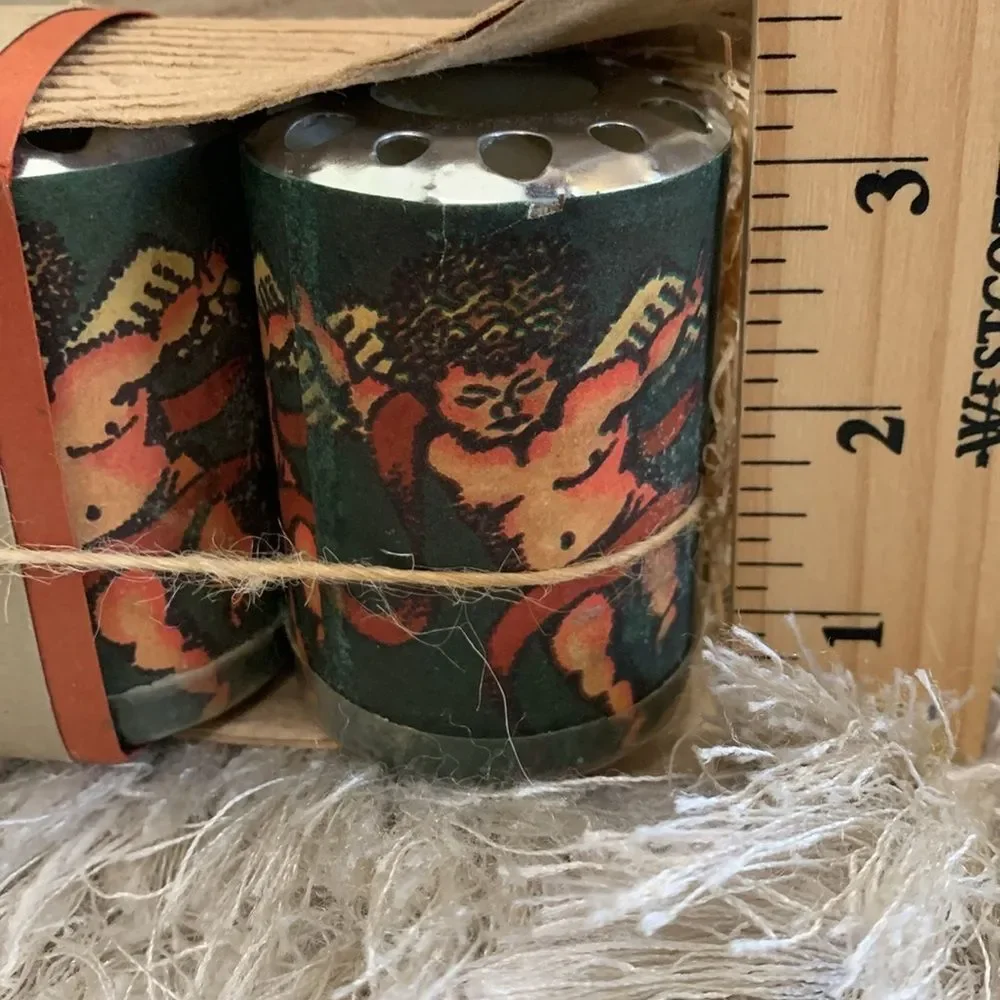 VOTIVO Set‎ Of 4 Cupid Paper Wrapped  Candles Made In Mexico